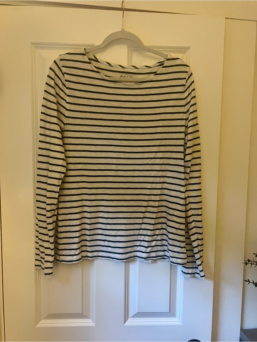 J. Crew Black & Cream Striped Long-Sleeve Artist Tee